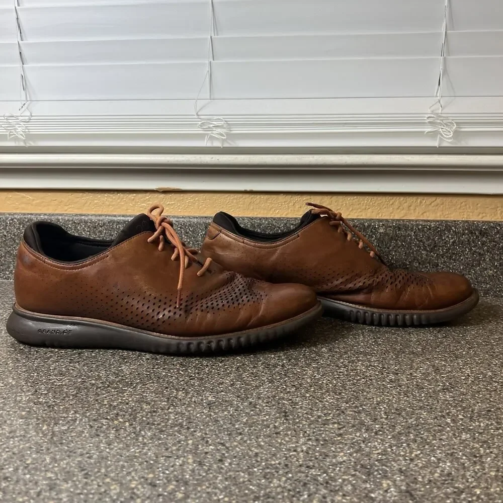 Cole Haan Grand.Os Mens Sz 13M Shoes Brown Leather Casual Comfort Oxford Lace Up
